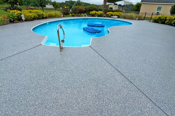Pool Deck with Polyaspartic Coating in Stonewash